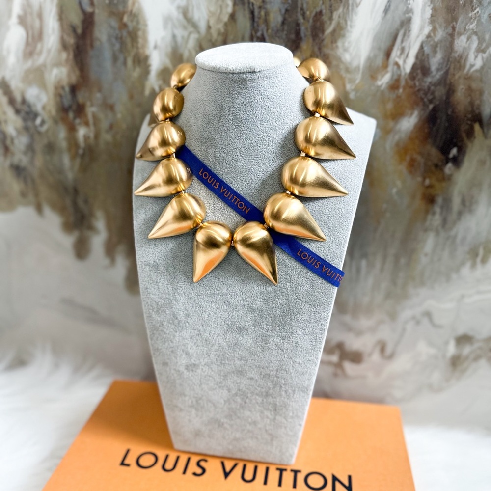 Runway Edition Louis Vuitton Parure Patel Brushed Gold Petal Statement Necklace